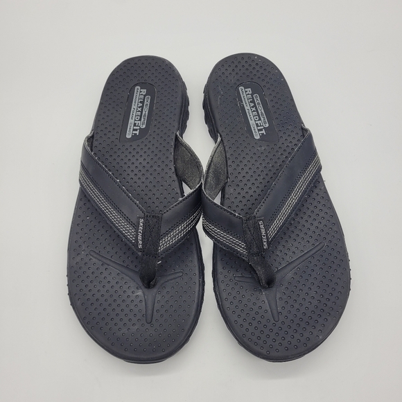 Skechers Relaxed Fit Memory Foam 360 Flip Flop Sandals Black Men's 13 - Picture 4 of 7